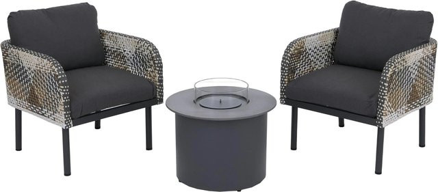 MCW Poly-Rattan Lounge-Set P80 mit Tischkamin in Dunkelgrau - Bild 2
