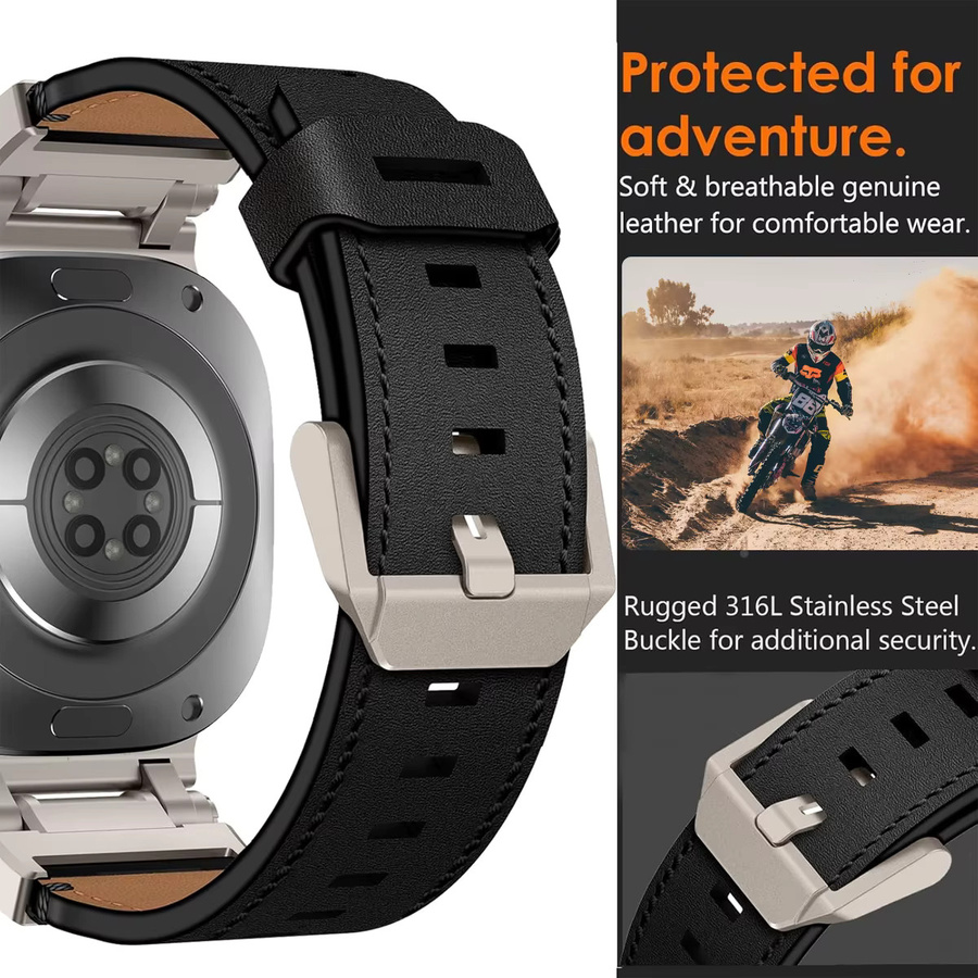 FancyWrist Uhrenarmband Leder, Schwarz, Samsung Galaxy Watch Ultra 47mm - Bild 3