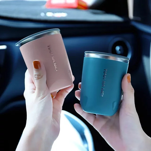 JUSTINLAU Thermoskanne aus Edelstahl in Schwarz, 300 ml, tragbare Isolierflasche für Kaffee und Milch - Bild 1