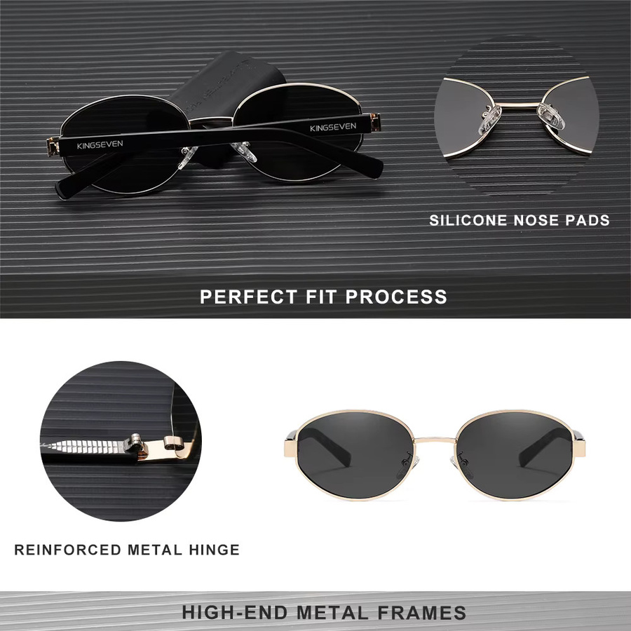 Kingseven Sonnenbrille oval, Vollrand, Metall, Leopard, Unisex, polarisiert - Bild 3