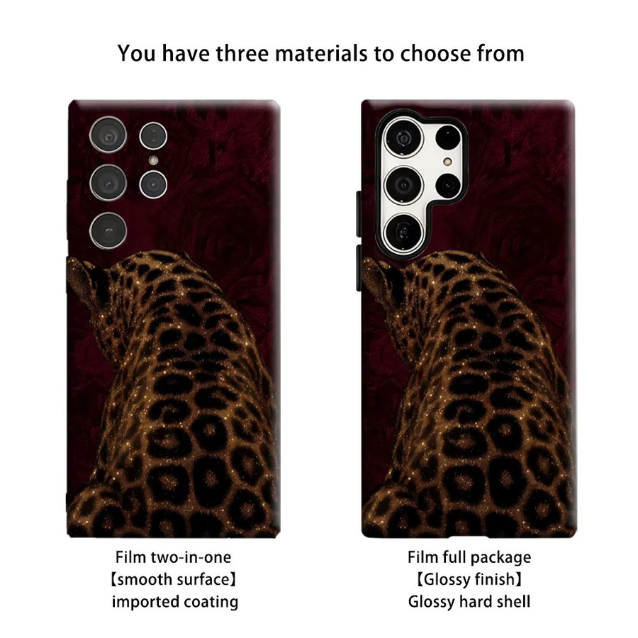 Aurbe Handyhülle mit Leoparden-Design und vergoldeter Doppelschicht-Folie für Samsung Galaxy S26 S25 S24 S23 Ultra Plus in Gold und Multicolour - Bild 2