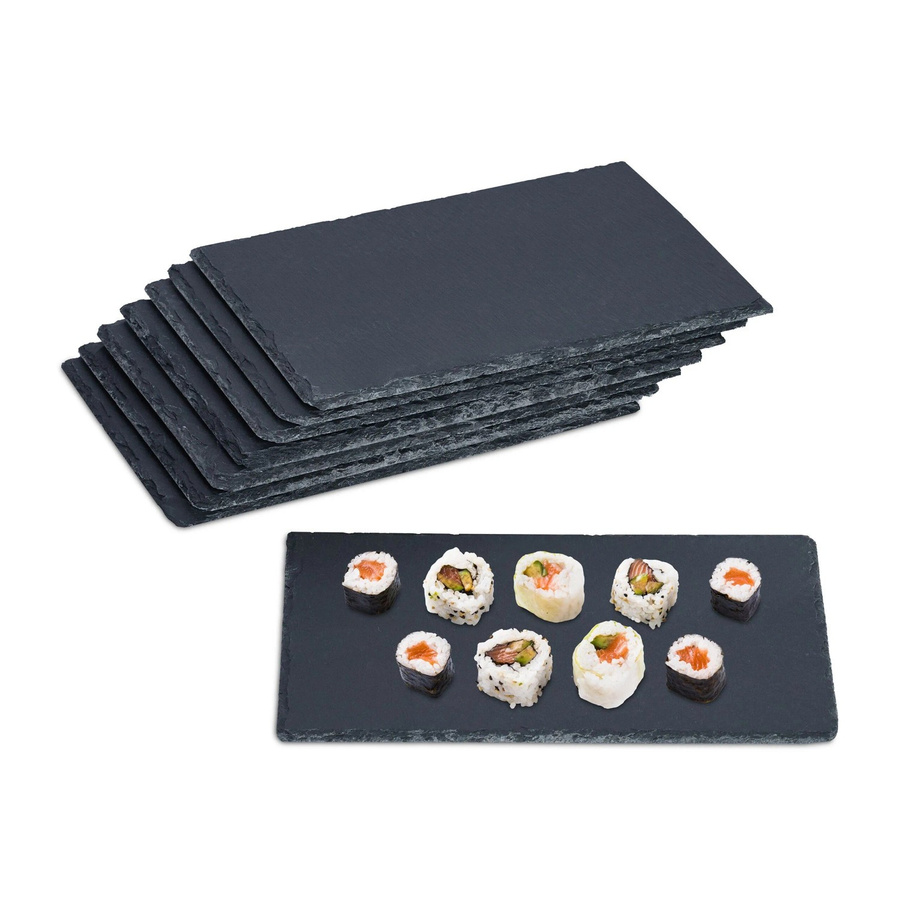 Relaxdays Schieferplatten 8er Set in Anthrazit, beschriftbar und rutschfest, B/T: 26 x 16 cm - Bild 2