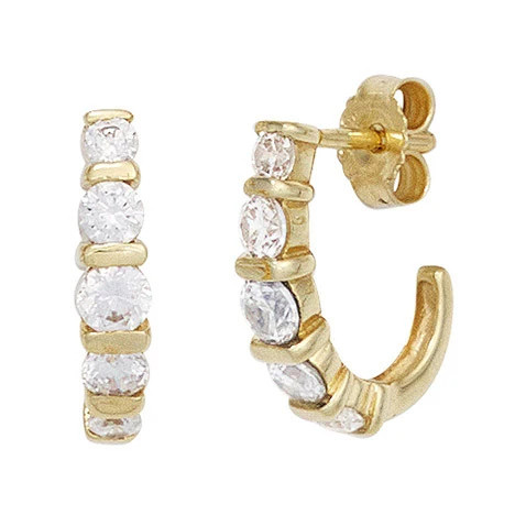 Colfem Halbcreolen 333 Gelbgold, 10 Zirkonia, Unisex - Bild 1
