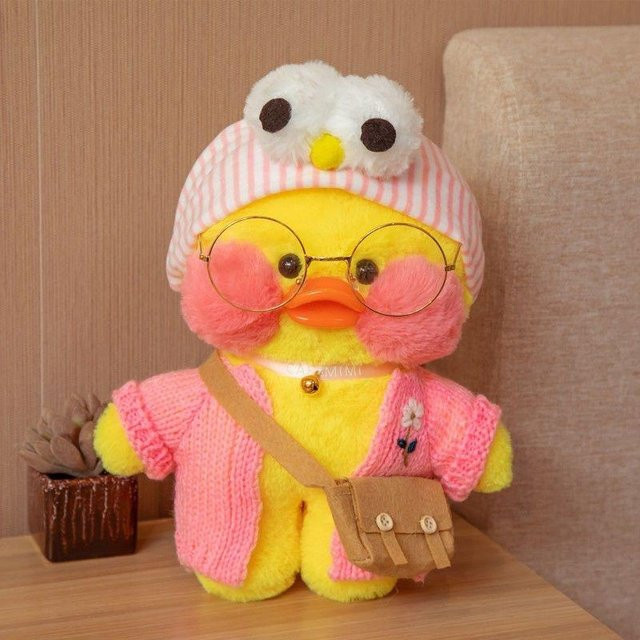 Yiran toy Kawaii Lalafanfan Cafe Ente Plüschtier, Weiße Rouge Ente, ab 14 Jahren - Bild 1