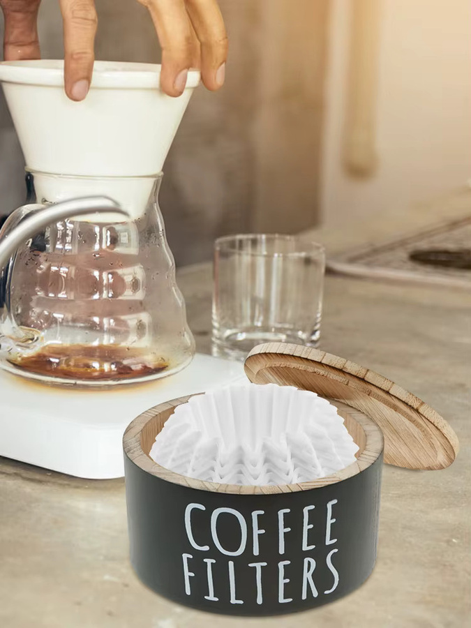 Willstar Kaffee-Filterpapier-Aufbewahrungsdose aus Holz in Schwarz für 50 Stück - Bild 6