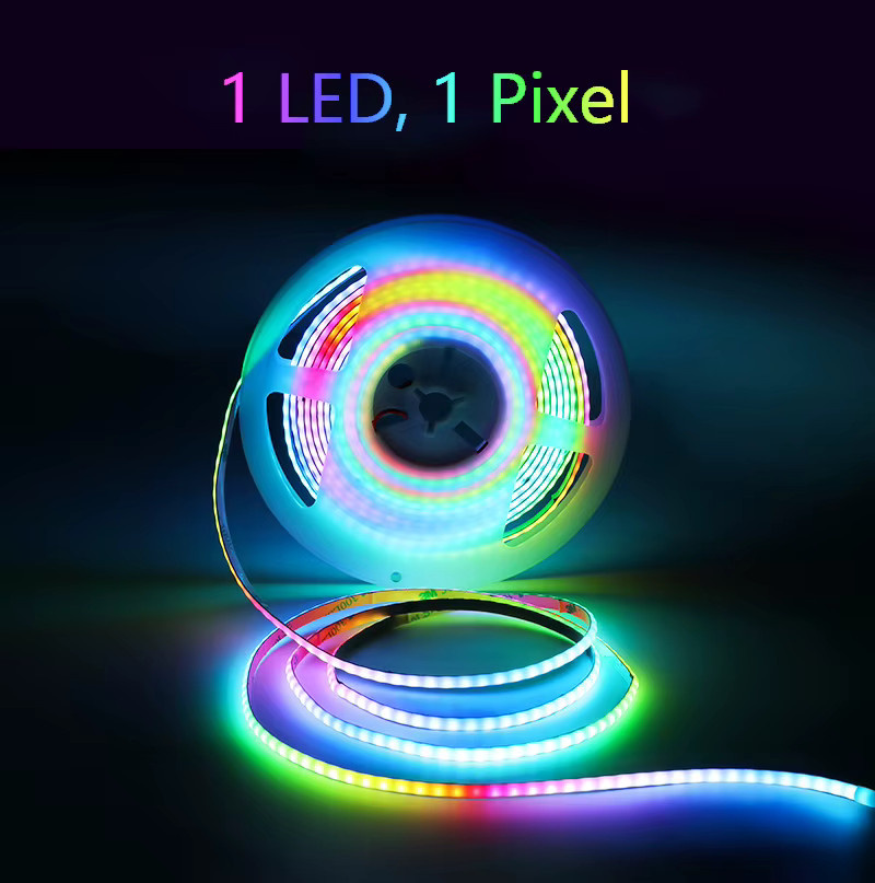 HCDH Adressierbarer RGBIC PixelCOB LED Streifen WS2812B mit 160 LEDs/m, Multicolour, 12V oder 5V, 5mm Breite - Bild 3