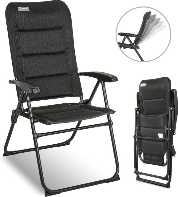 HOMECALL Gartenstuhl Hochlehner Campingstuhl aus Aluminium in Schwarz mit 5-fach verstellbarer Lehne und Textilene-Bezug, belastbar bis 150 kg - Bild 1