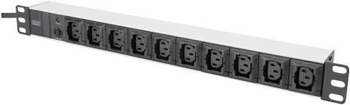 Digitus DN-95404 19 Zoll Netzwerkschrank-Steckdosenleiste mit 10 IEC C13 Kaltgerätebuchsen, 1 HE, Schwarz/Silber - Bild 1