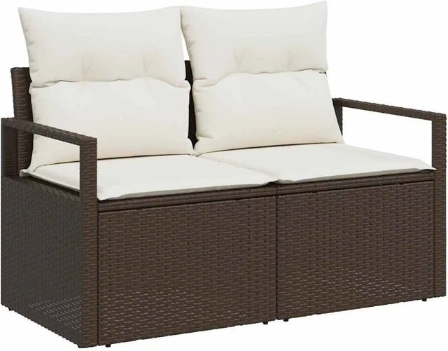 vidaXL Garten-Sofa-Set 6-teilig aus Polyrattan in Braun mit Polsterauflagen für Terrasse und Garten - Bild 1