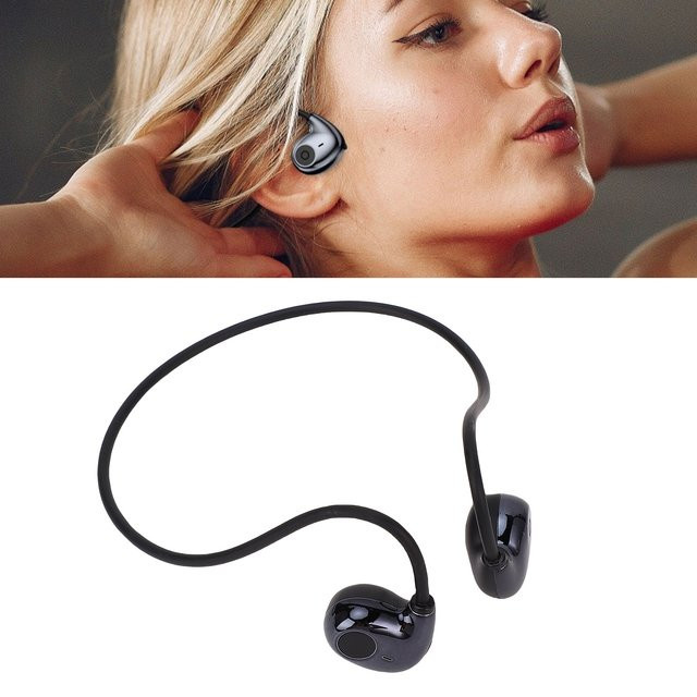 Qiilu Bluetooth 5.2 Kopfhörer in Schwarz mit HiFi-Sound und Open-Ear-Design für den Außenbereich - Bild 1