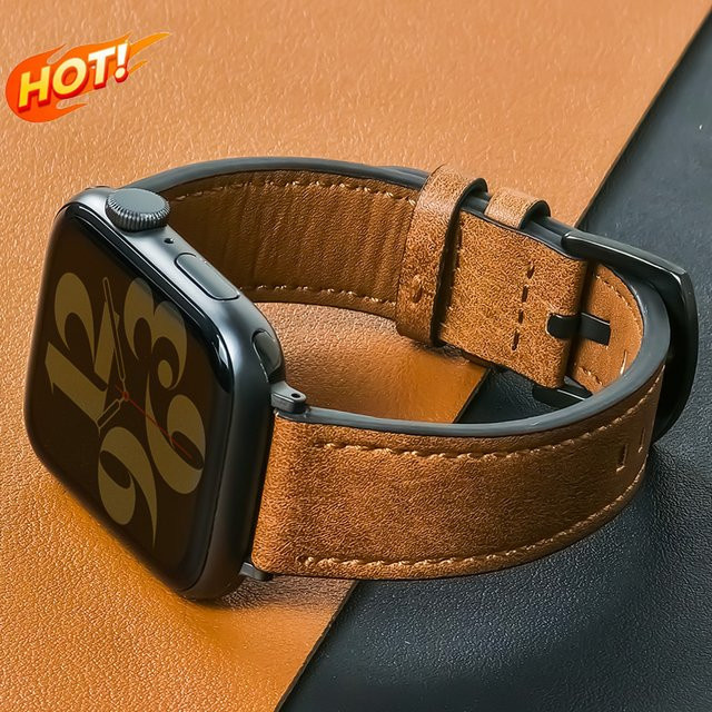 CAOWTAN Uhrenarmband Kalbsleder, Schwarz, Damen - Bild 1