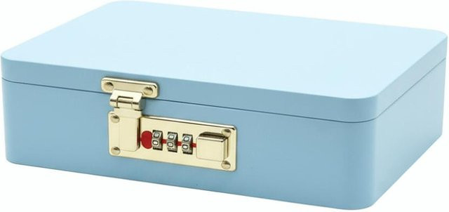 DZrudundianzi Metall-Aufbewahrungstruhe mit Zahlenschloss in Blau, B/T/H: 19,5 x 13,5 x 7,2 cm - Bild 1