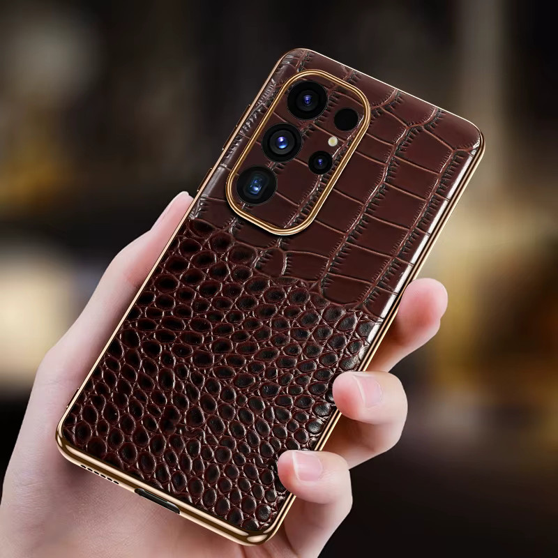 Luxuriöse Handyhülle aus echtem Rindsleder für Samsung Galaxy S25 Ultra, S25 Plus, S25, S24, S23 in Braun - Bild 2