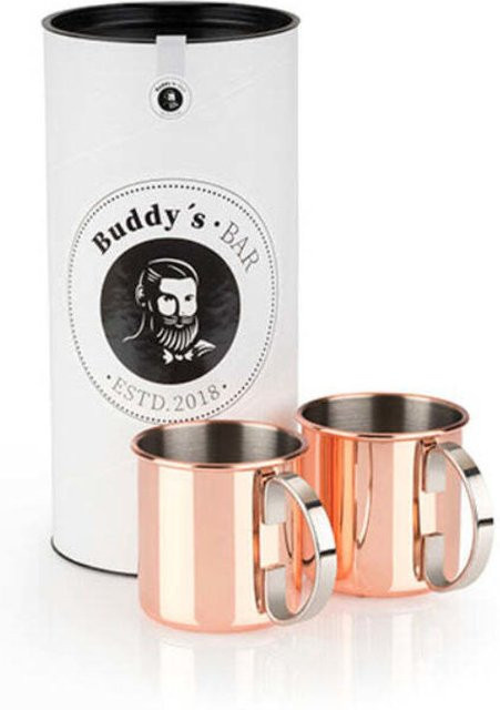 Buddy’s Bar Moscow Mule Becher aus Edelstahl, 2er-Set, Kupfer/Silber, 450 ml, Durchmesser: 9 cm, Höhe: 9 cm - Bild 1