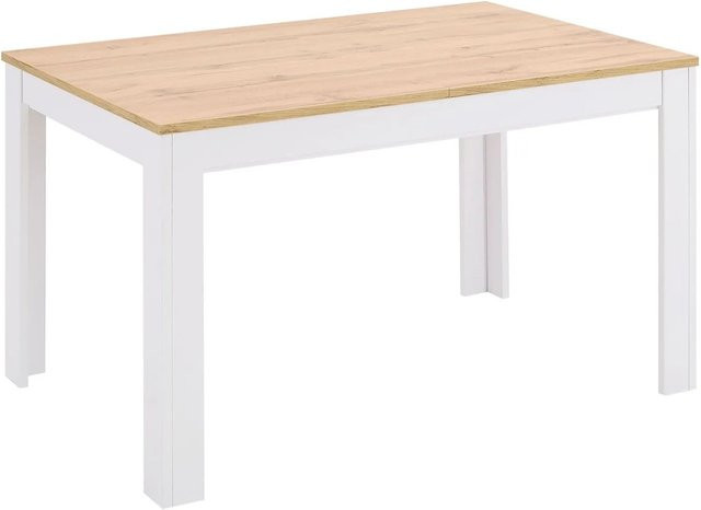 Homestyle4u Esstisch im Landhausstil, erweiterbar, Weiß und Eiche, B/T/H: 135 x 86 x 77 cm - Bild 1