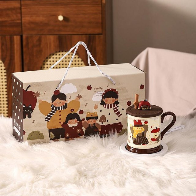 Keramik Tasse mit Deckel und Geschenkbox von Yiran bag, Mehrfarbig, Volumen: 350,5 ml - Bild 1
