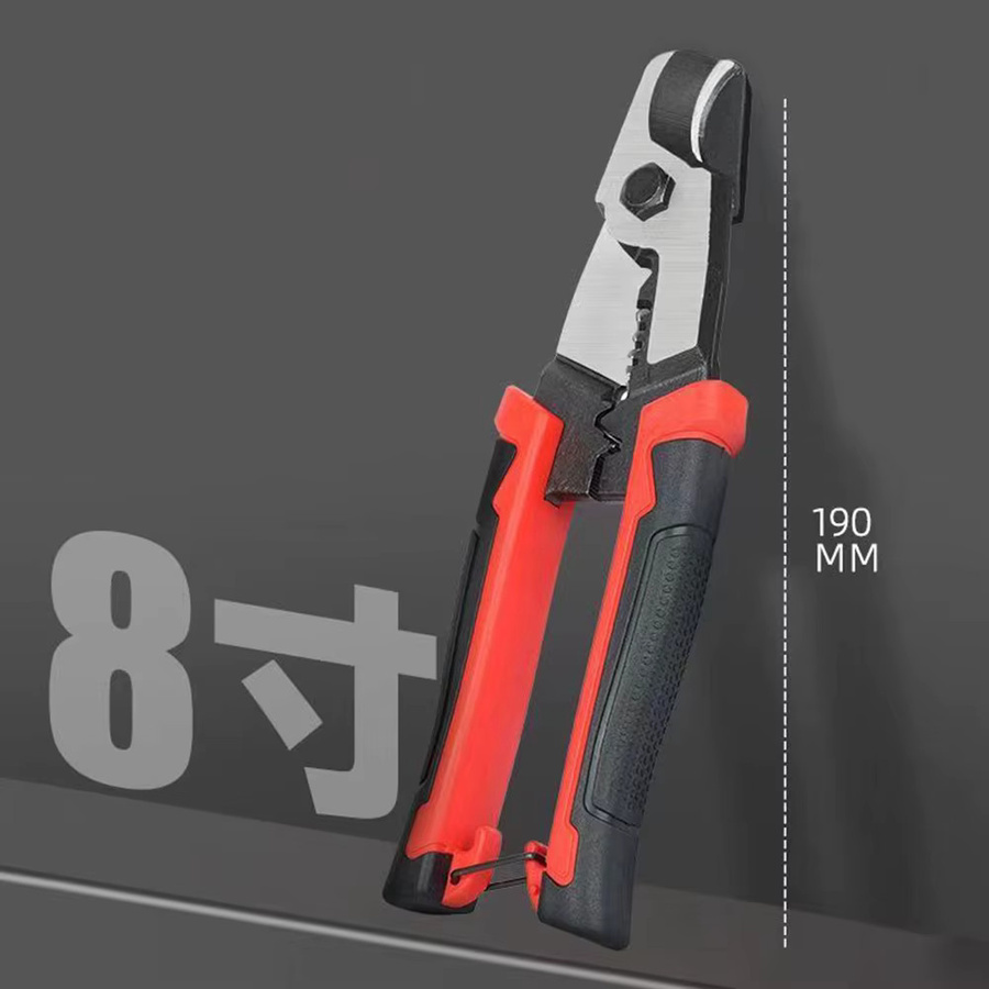 WOZOBUY 8-Zoll Kabelschneider und Abisolierzange aus Chrom-Vanadium-Stahl in Rot - Bild 2
