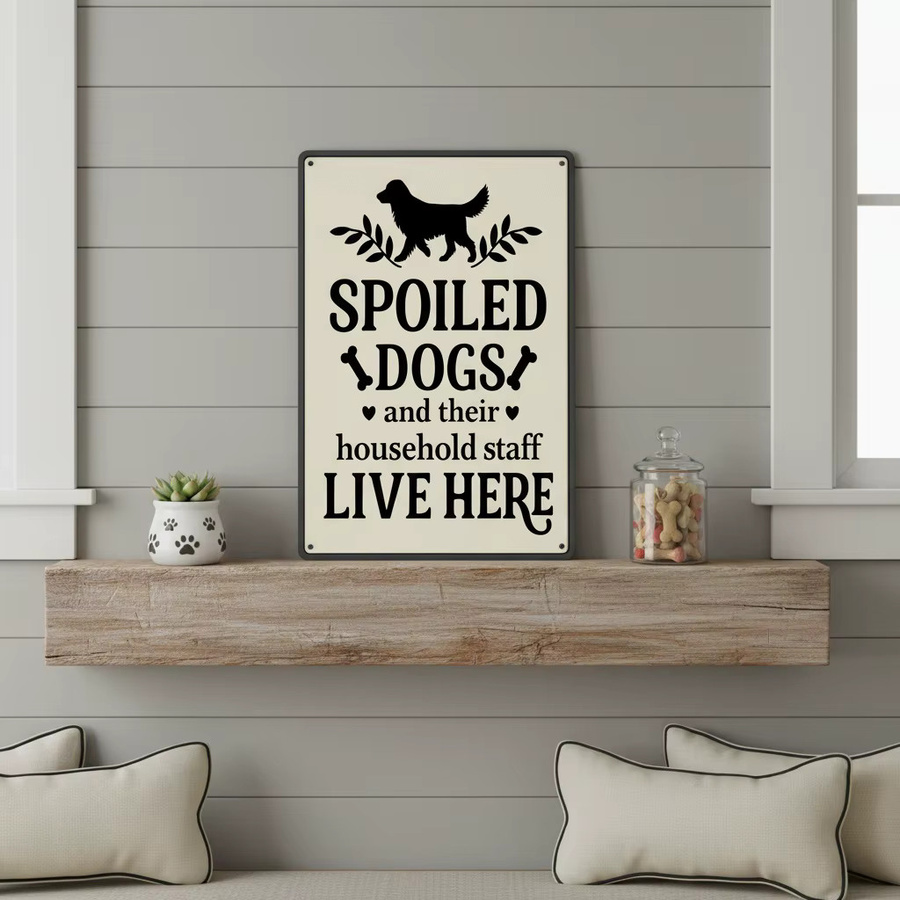 Vintage Metall-Wandschild CIFBUY Ruined Dog & His Family für Zuhause, Café oder Garage, B/H: 30,0 x 20,0 cm - Bild 3