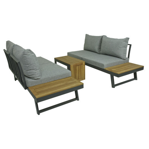 Garden Pleasure Lounge-Gruppe Felice 3-teilig aus Akazienholz und Aluminium in Grau mit Auflagen - Bild 2