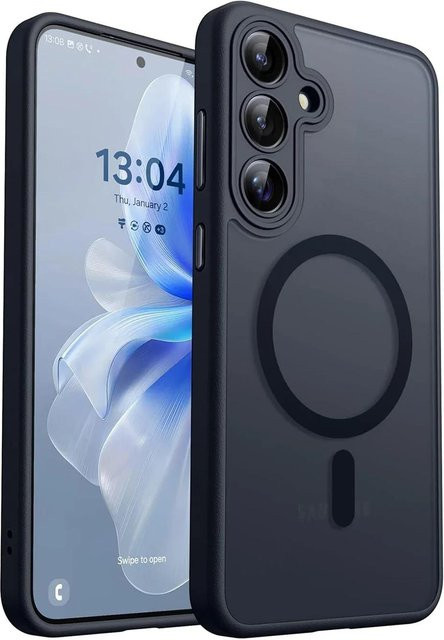 Magnetische kabellose Ladehülle für Samsung Galaxy A35 5G in Schwarz, matte transluzente MagSafe kompatible Schutzhülle - Bild 1