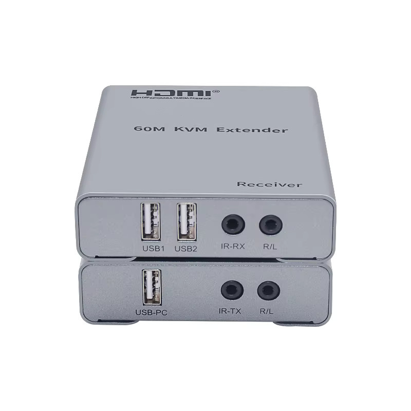 Konsenda HDMI KVM Extender Full HD 1080P über Ethernet RJ45 CAT5E/6 Kabel bis 60m in Silber mit USB-Unterstützung für Maus und Tastatur - Bild 2