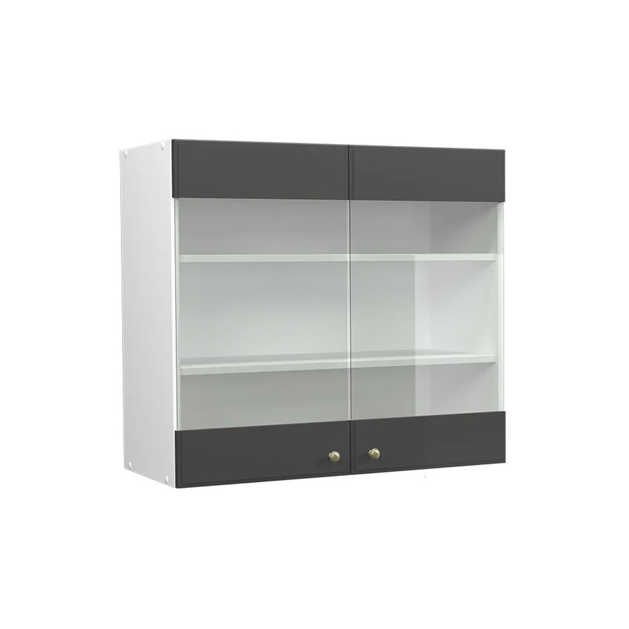 Vicco Küchen-Hängeschrank Fame-Line Landhaus mit Glastüren in Anthrazit-Gold und Weiß, Breite: 80 cm, Höhe: 72 cm, Tiefe: 34,1 cm - Bild 3