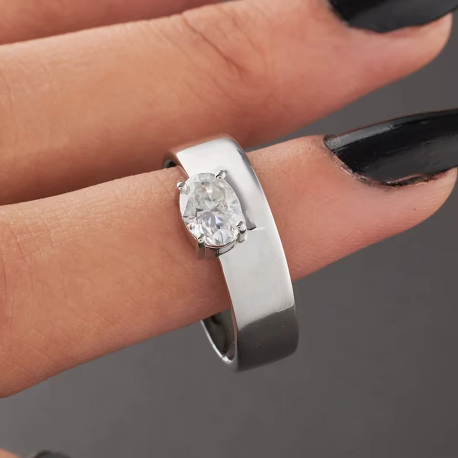 ROBUKF Verlobungsring, 925 Silber, Moissanite, Unisex - Bild 3