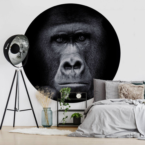 K&L Wall Art Runde Vliestapete Gorilla Safari, mehrfarbig und schwarz, mattes Design mit Affen-Motiv - Bild 2