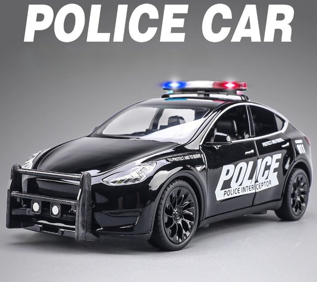 caipo Modell Y Prado LC250 Polizeiauto, 1:24, mit Sound und Licht, Metall - Bild 1