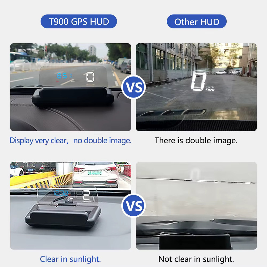 MAIMEIMI Auto HUD T900 GPS Head-up-Display Digitaler Tacho Projektor mit Übergeschwindigkeit-Alarm und Kompass in Schwarz - Bild 2