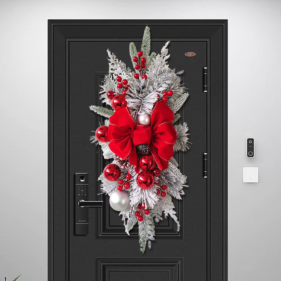 ALLOYSEED Weihnachtskranz-Anhänger mit Blättern in Rot, dekorative Treppengirlande für Weihnachtsdekoration und Partyzubehör - Bild 3