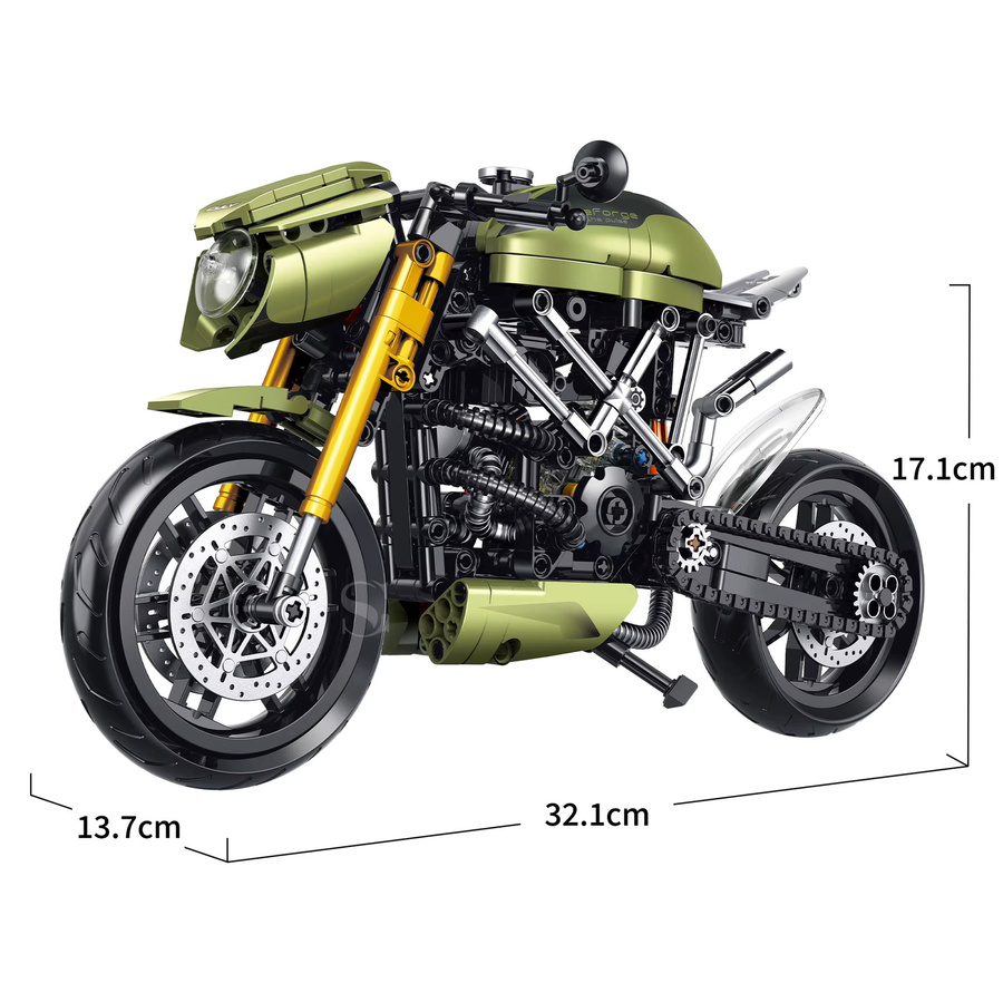 Moto Racer 848 Motorrad, Baustein, Grün, 533 Teile, 1:8 Maßstab - Bild 3