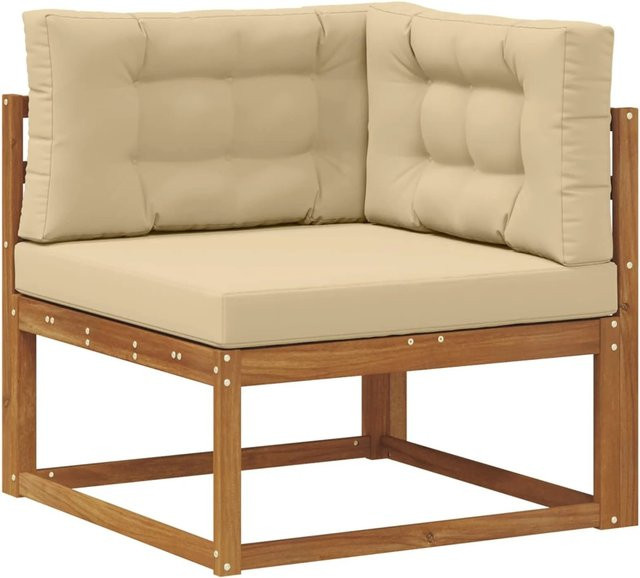 vidaXL Outdoor Ecksofa aus Massivholz Akazie in Natur-beige mit Polsterkissen im modernen Latten-Design - Bild 1