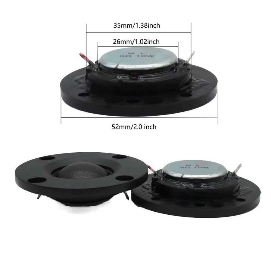 JCD Hifi Musik Hochtöner mit Seidenmembran, 52 mm runder Audio-Lautsprecher, Schwarz, 10W-20W, 4 Ohm/8 Ohm - Bild 1
