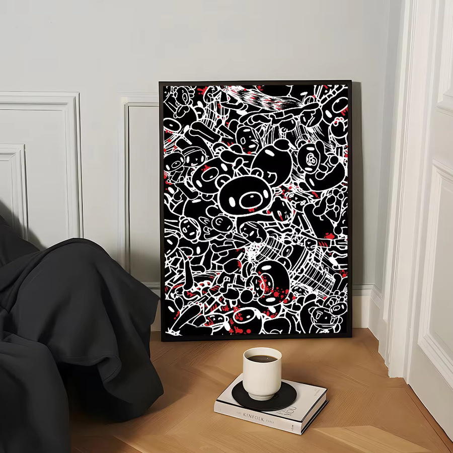 Selbstklebender Wandaufkleber mit Cartoon Bär Motiv, Wasserdichtes Papier Poster für Haus, Bar und Zimmer, Mehrfarbig - Bild 5