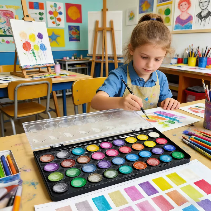 kissbuty Professionelles Aquarellfarben-Set mit 16 Farben in einer praktischen Kunststoffbox, Mehrfarbig - Bild 4