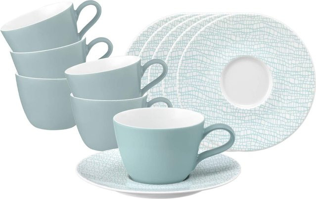 Seltmann Weiden Kaffeetassen mit Untertassen Life Fashion Blau 6er Set 240 ml - Bild 1