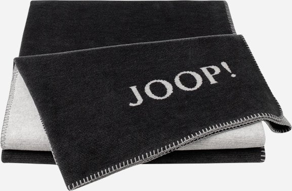Wohndecke JOOP! MELANGE-DOUBLEFACE in Anthrazit-Silber, Reversible Decke aus Baumwolle und Polyester - Bild 1