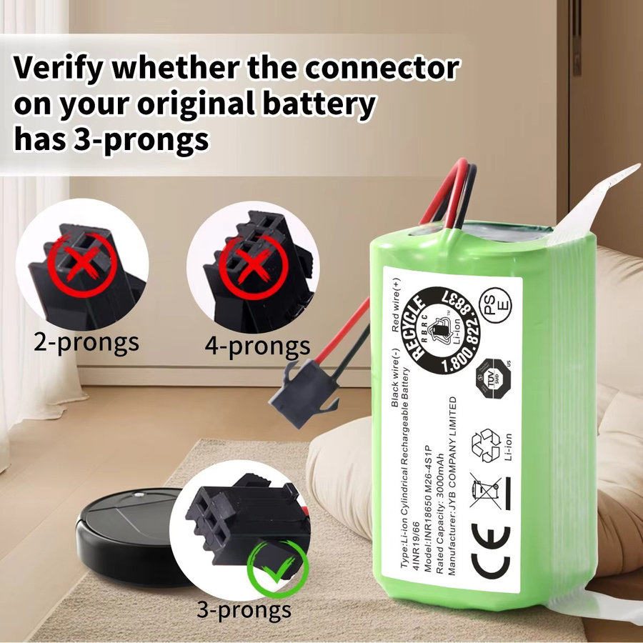 Aleaivy Ersatzakku 14,4V 2800mAh kompatibel mit Eufy RoboVac 11 11S 30 15C 15T 12 35C und Ecovacs Deebot N79S DN622 in Grün - Bild 3