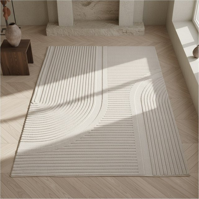 Kadima Design Teppich Kurzflor LAVAREDO im Boho-Stil aus Microfaser, Farbe: Beige, B/T: 80 x 150 cm, waschbar - Bild 1