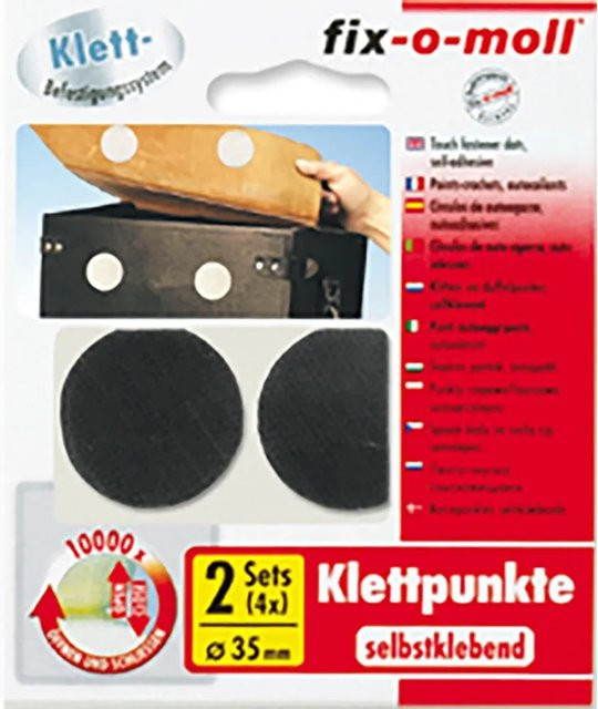 Fix-o-moll Klettpunkte selbstklebend, 4 Sets, Schwarz, Durchmesser: 35 mm - Bild 1