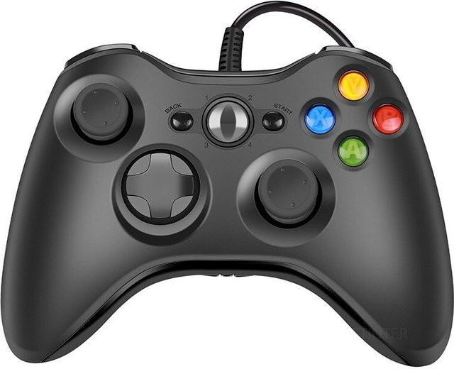 TECTINTER USB Wired Game Controller für Xbox 360 und PC in Schwarz und Weiß - Bild 1