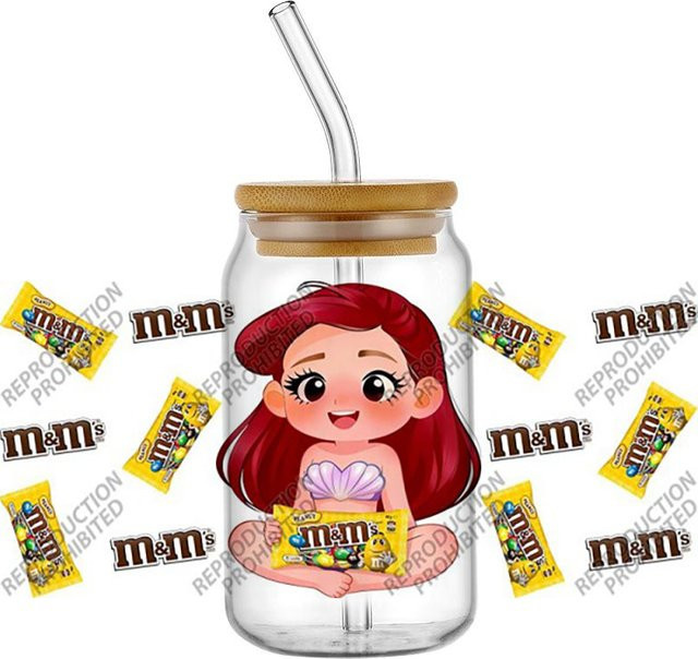 Ariel Kleine Meerjungfrau UV DTF Transfer 3D Aufkleber für Glas und Becher, Multicolour - Bild 1