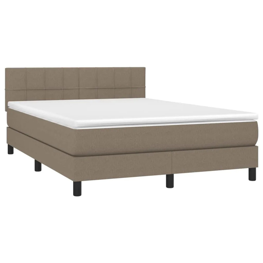 vidaXL Boxspringbett mit Matratze in Taupe, Hybridbett mit LED-Unterbettbeleuchtung und USB-Ladeport, B/T: 140 x 190 cm - Bild 2