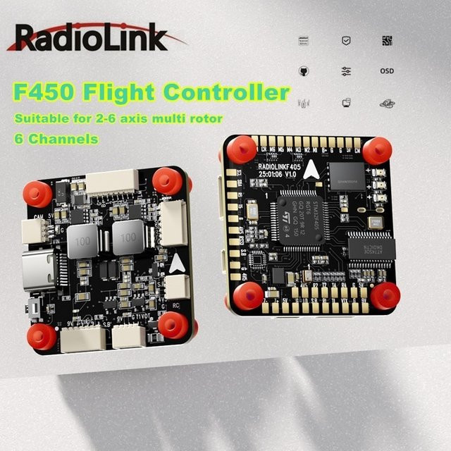 Radiolink F405 FC Stack STM32F405RGT6 mit SPL06 Barometer und 6 Kanälen für Betaflight/INAV OSD Racing Drone Quadcopter in Schwarz - Bild 1
