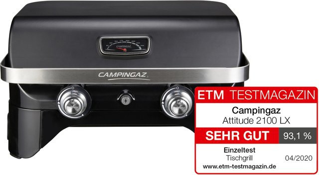 Campingaz Gas-Tischgrill Attitude 2100 LX in Schwarz mit emailliertem Gusseisen und elektronischer Zündung - Bild 1