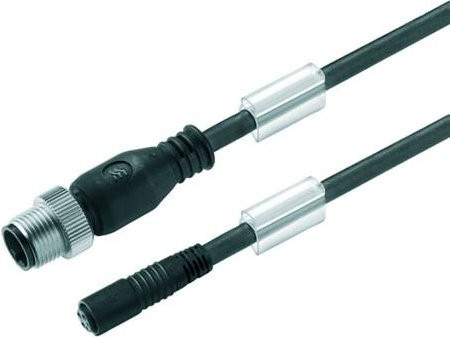 Weidmüller Sensor-Aktor-Steckverbinder M12 Stecker gerade mit Buchse gerade, 4 Pol, schwarz - Bild 1