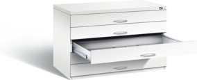 C+P Flachablageschrank Serie 7100_7200 in Verkehrsweiß, H x B x T: 76,0 x 110,0 x 76,5 cm - Bild 1