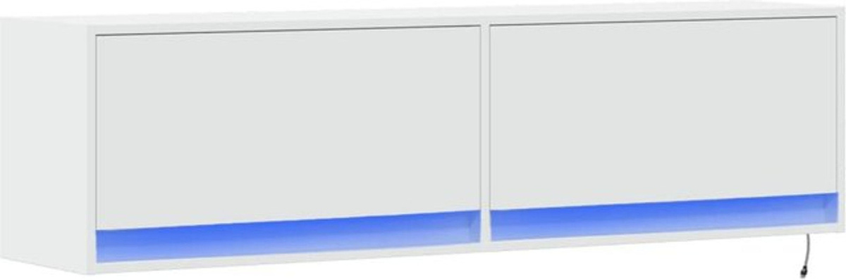 Vidaxl TV-Wandschrank mit LED-Beleuchtung in Weiß, Modernes Design mit Schwebetüren, B/T/H: 140 x 31 x 38 cm - Bild 1