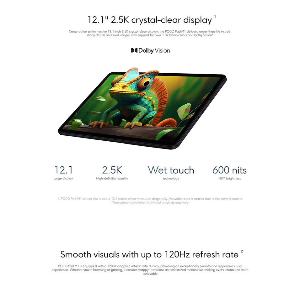 Xiaomi POCO Pad M1 Tablet in Blau mit 8 GB RAM, 256 GB Speicher, 12,1 Zoll 2,5K Display, 120Hz und Snapdragon 7s Gen 1 Prozessor - Bild 4